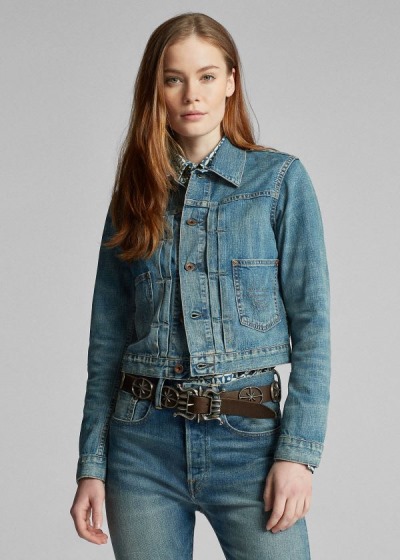 Ralph Lauren Cropped Denim Jakke Dame Danmark (BQRCF3268)